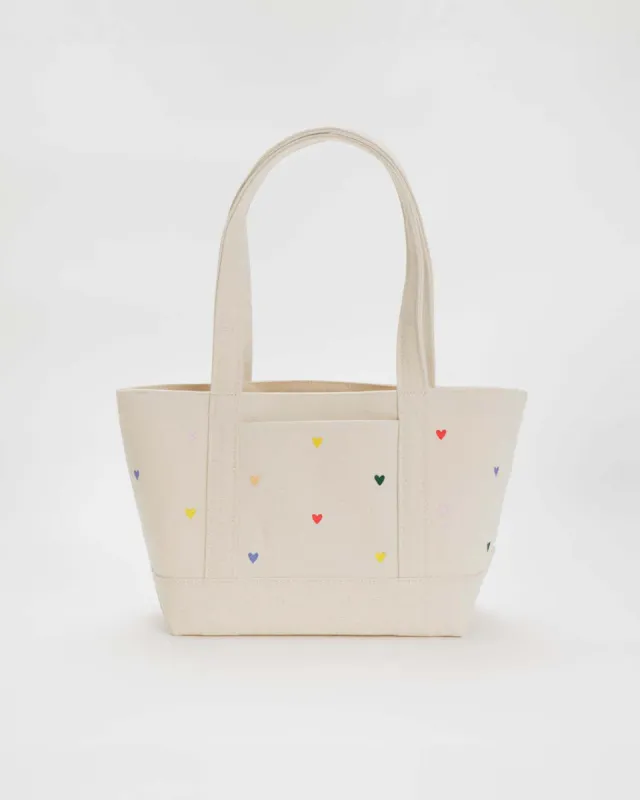 Small Heavyweight Canvas Tote - Embroidered Hearts sold by ban.do