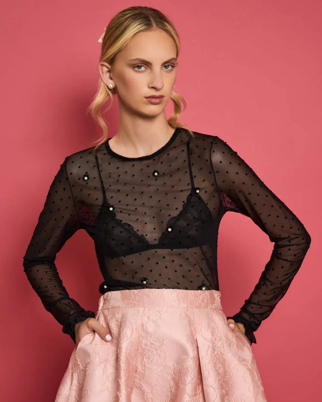 Dream Spotted Dove Mesh Top sold by ban.do