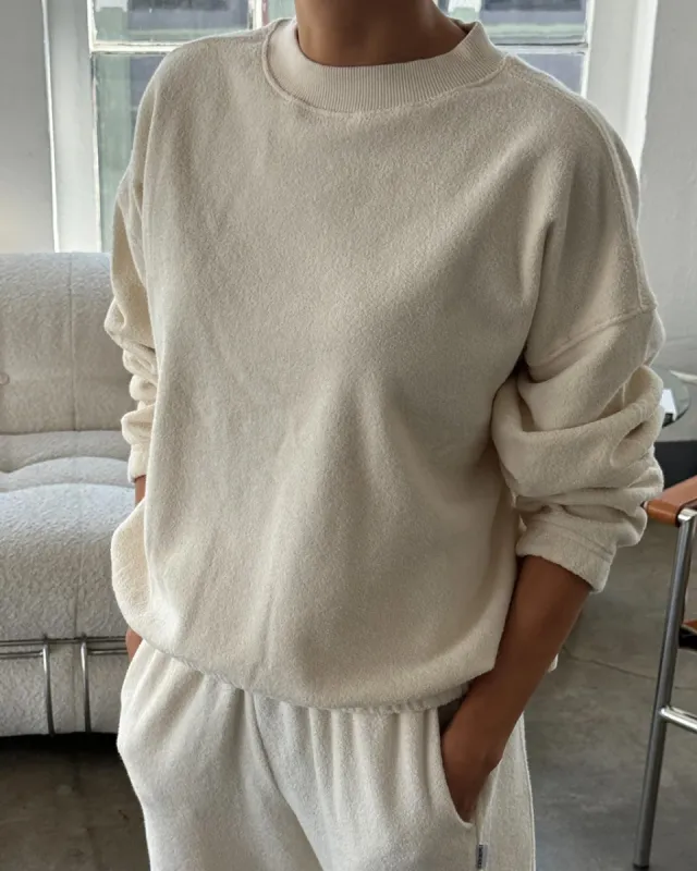 Cotton Terry Daisy Long Sleeve Top - Naturel sold by ban.do