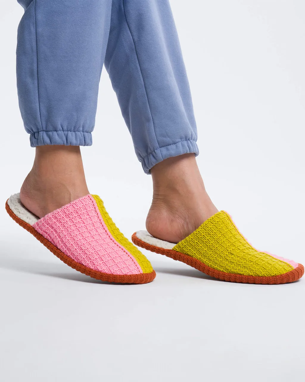 Colorblock Slide Slippers - Golden Olive + Pink sold by ban.do product image thumbnail 2