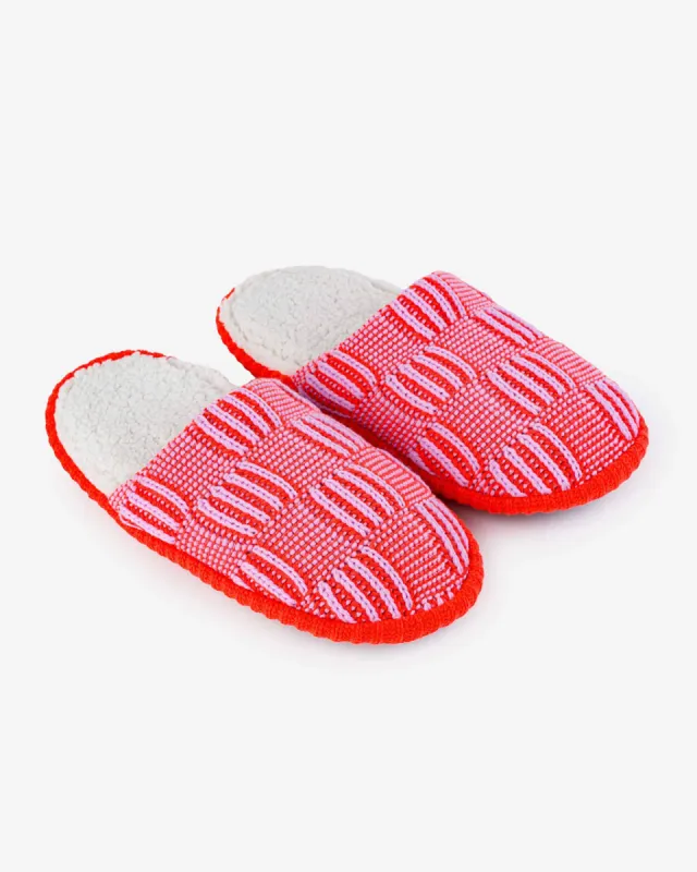 Chunky Checkerboard Slide Slippers - Poppy + Lilac sold by ban.do