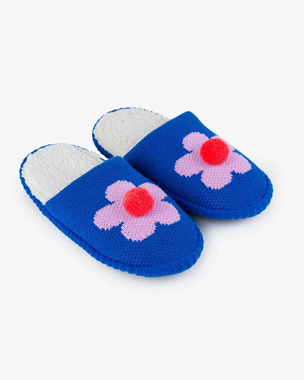 Flower Pom Slide Slippers - Cobalt sold by ban.do