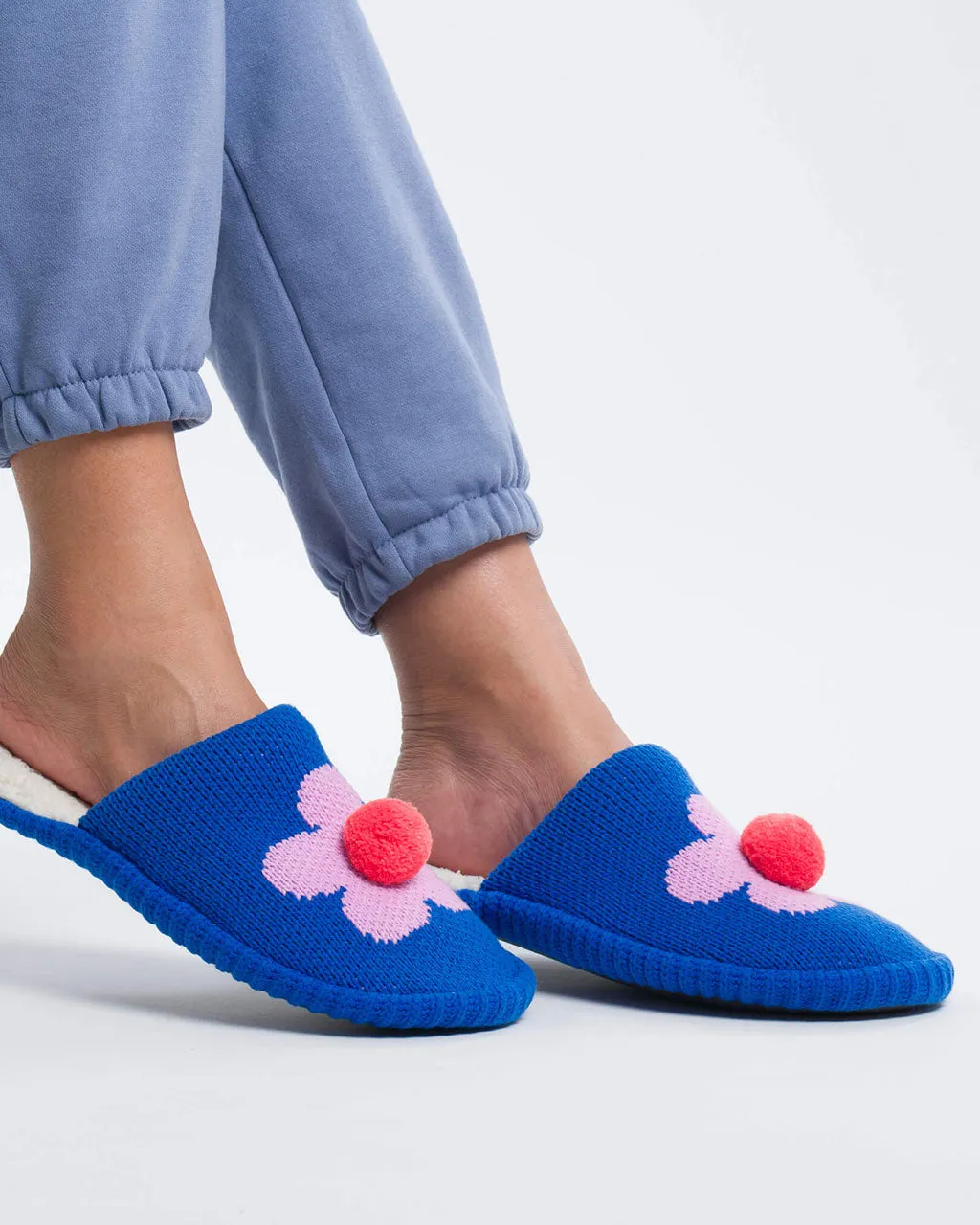 Flower Pom Slide Slippers - Cobalt sold by ban.do product image thumbnail 2