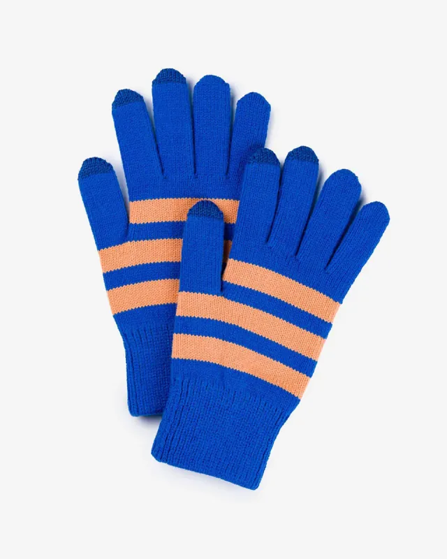 Striped Touchscreen Gloves - Peach + Cobalt sold by ban.do
