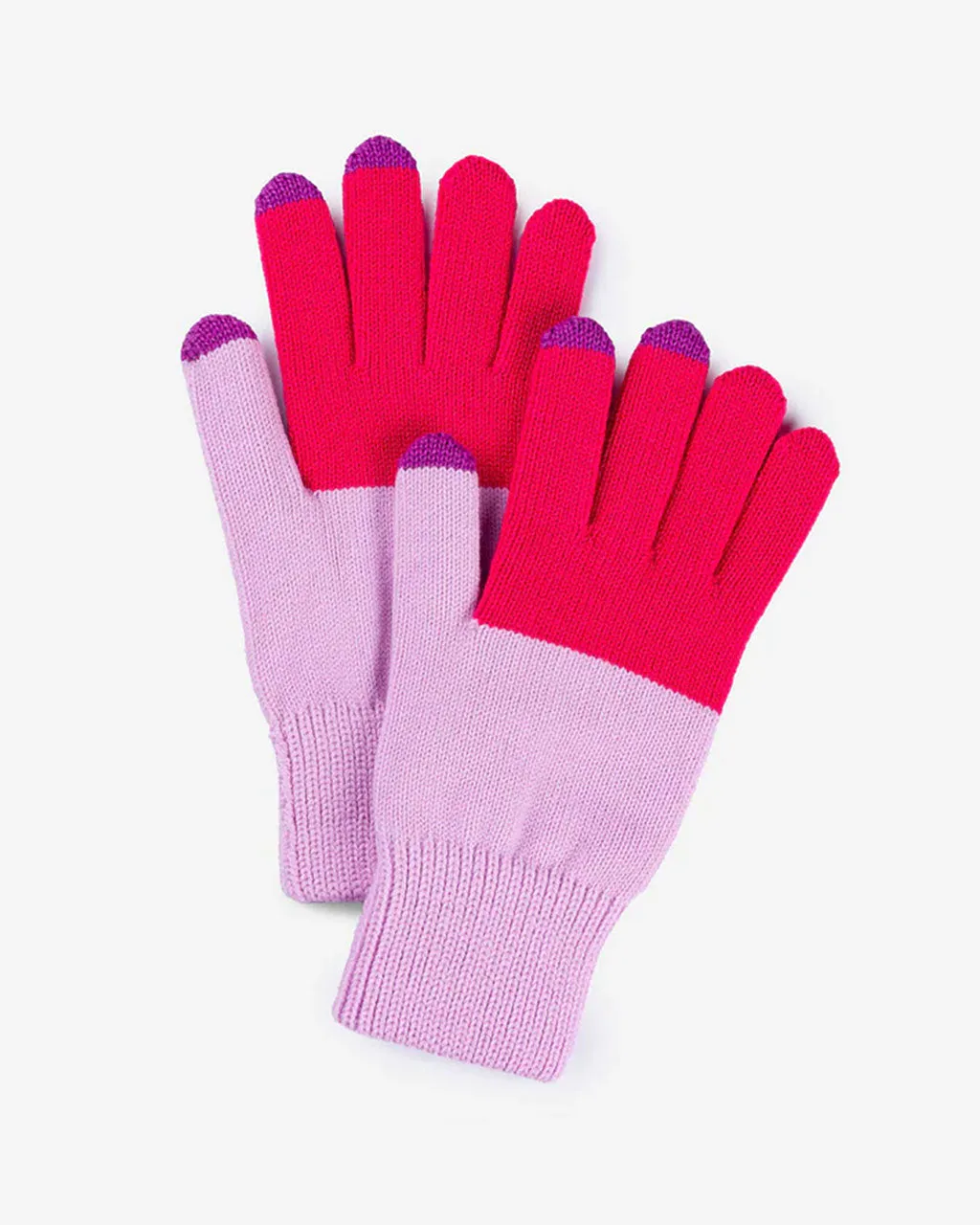 Colorblock Touchscreen Gloves - Fuchsia + Lilac sold by ban.do