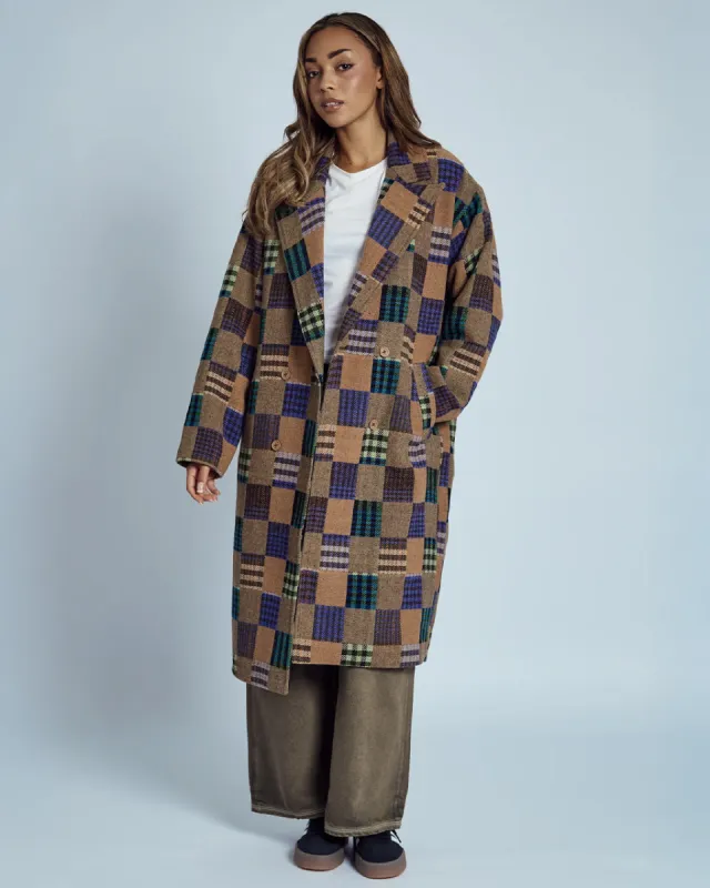 Emrys Patchwork Long-Line Coat sold by ban.do