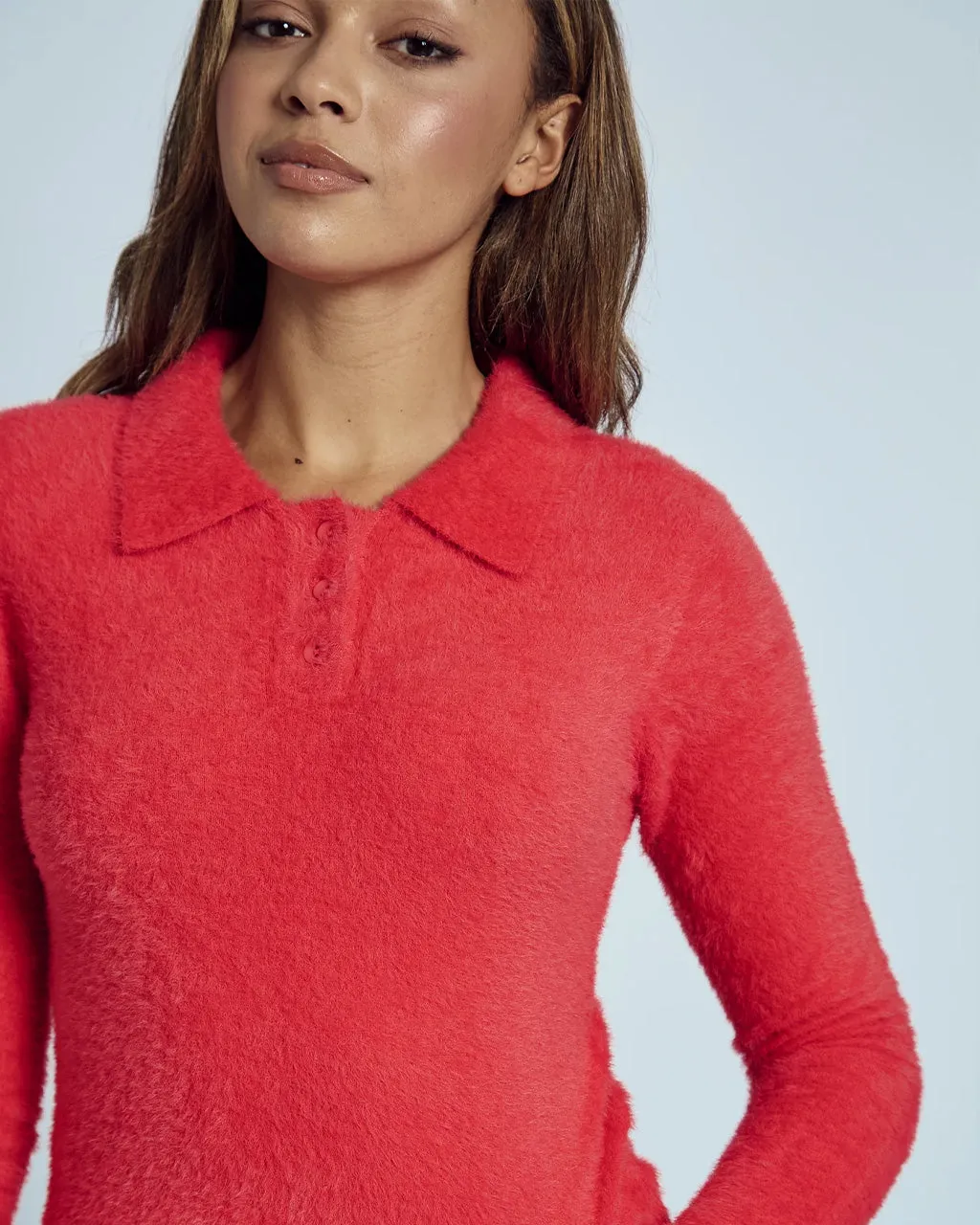 Heidi Brushed Knit Long Sleeve Polo Top sold by ban.do product image thumbnail 4