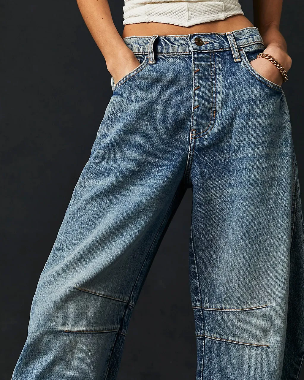 We The Free Good Luck Mid-Rise Barrel Jeans - Ultra Light Beam sold by ban.do product image thumbnail 3