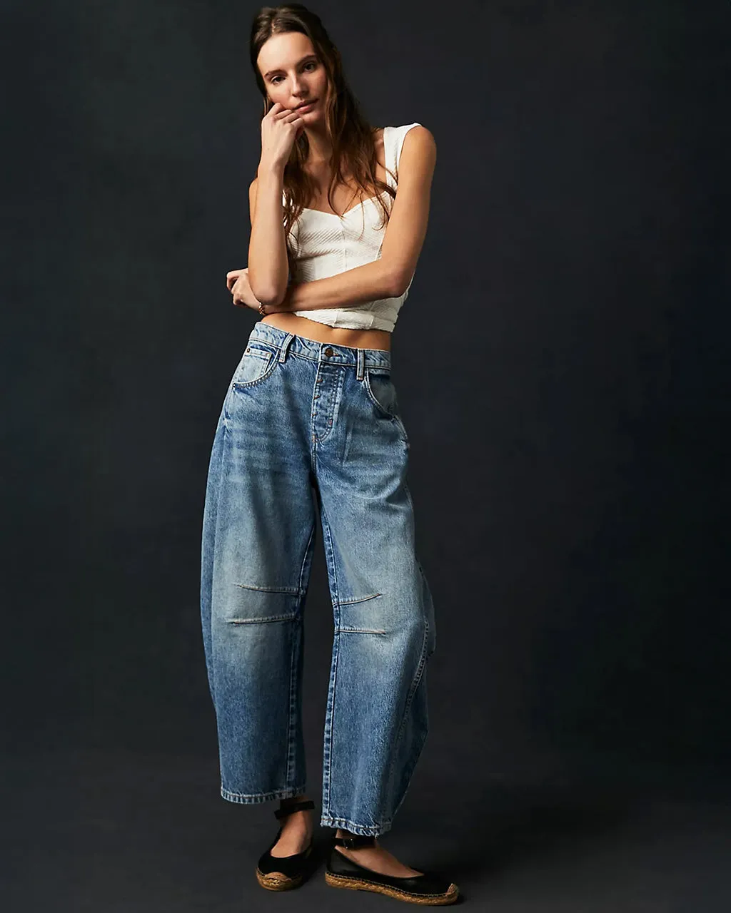We The Free Good Luck Mid-Rise Barrel Jeans - Ultra Light Beam sold by ban.do