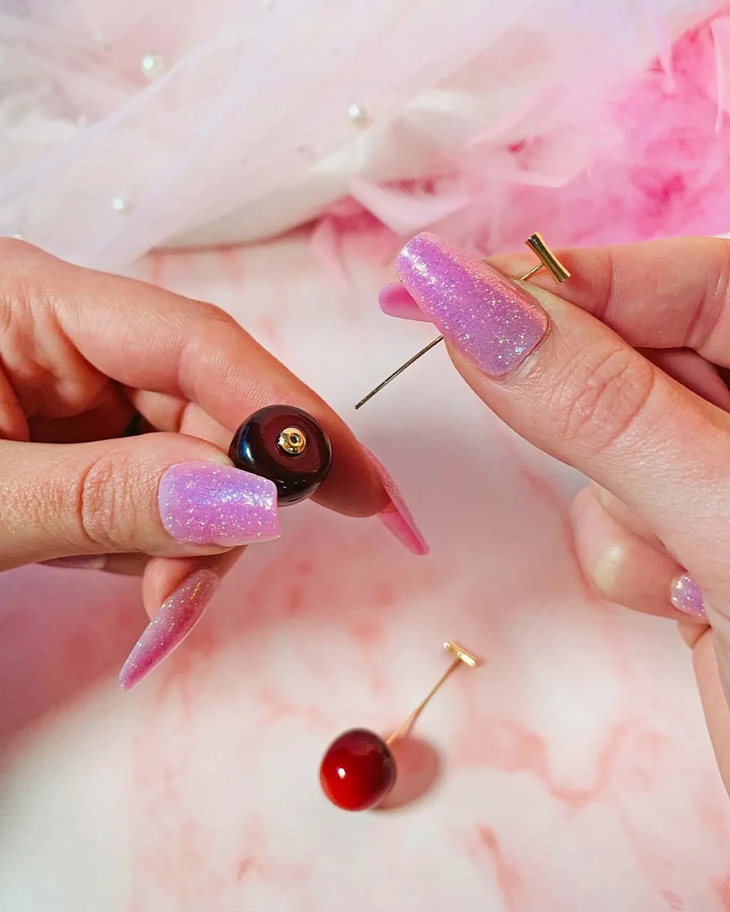 Gold Stem Cherry Earrings sold by ban.do product image thumbnail 3