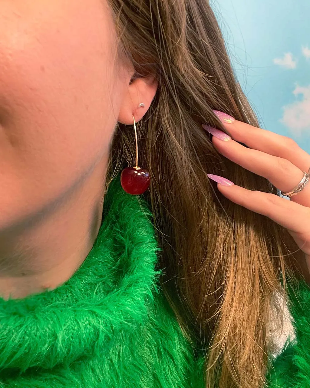 Gold Stem Cherry Earrings sold by ban.do product image thumbnail 2