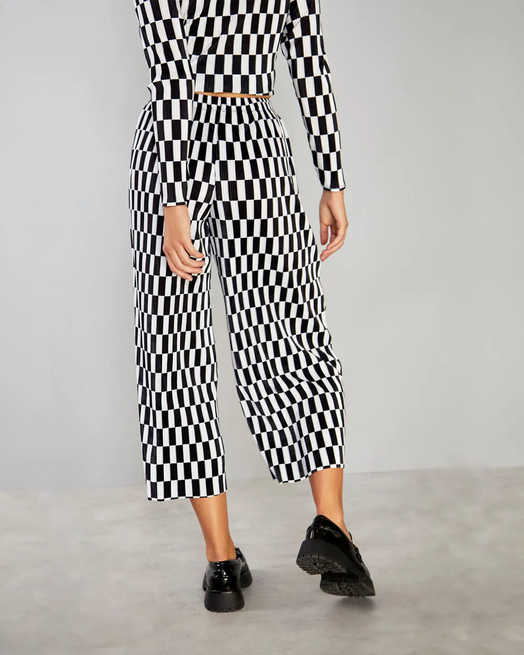Mono Check Plisse Trousers sold by ban.do product image thumbnail 2