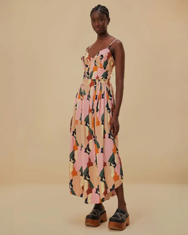 The Kiss Multicolor Sleeveless Midi Dress sold by ban.do