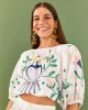 White Summer Garden Embroidered Crop Top sold by ban.do