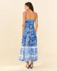 Blue Full Of Flowers Organic Cotton Midi Dress sold by ban.do