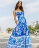 Blue Full Of Flowers Organic Cotton Midi Dress sold by ban.do