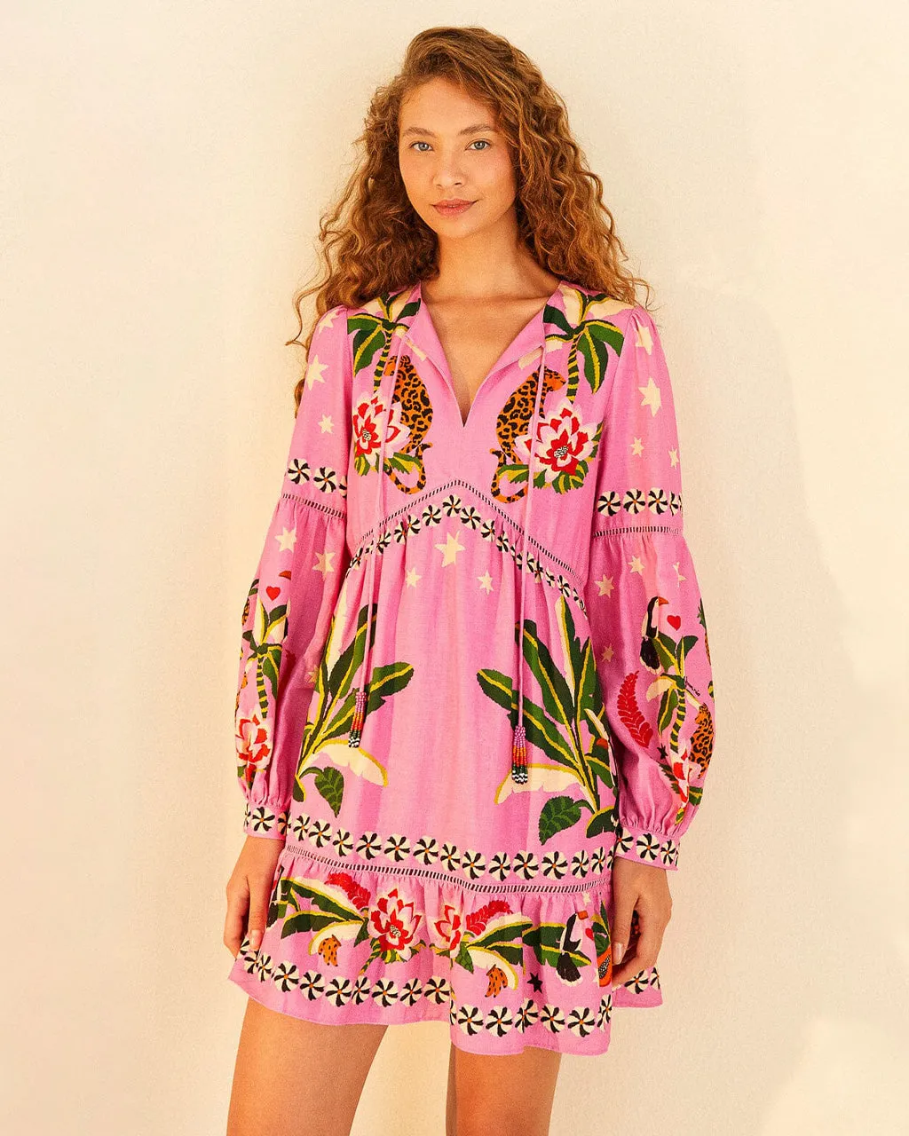 Pink Leopard Forest Mini Dress sold by ban.do