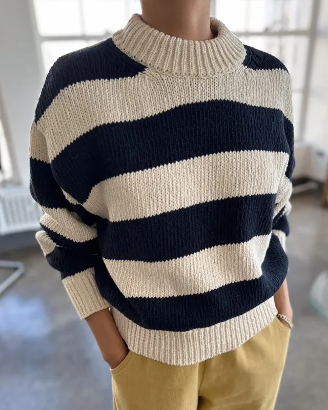 Zoe Sweater - Navy Stripe sold by ban.do