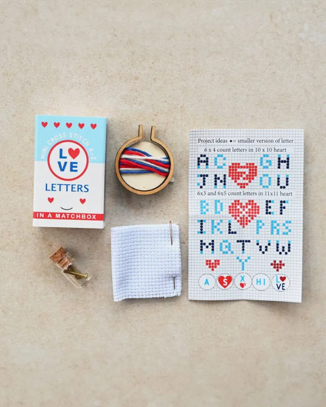 Love Letters Mini Hoop Cross Stitch Kit sold by ban.do