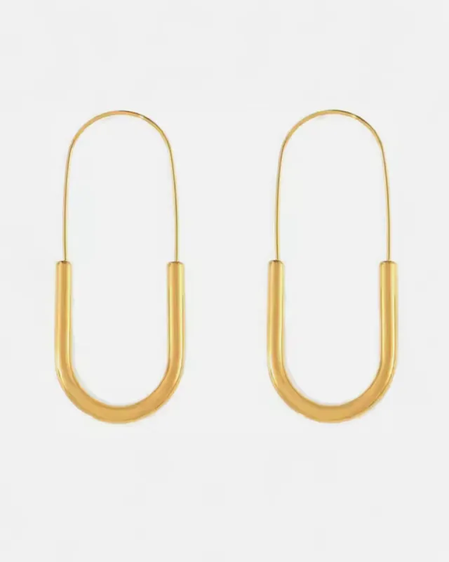 Paperclip Hoop Earrings - Gold sold by ban.do