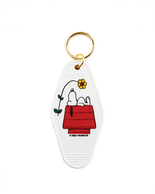 Snoopy Doghouse Flower Key Tag sold by ban.do