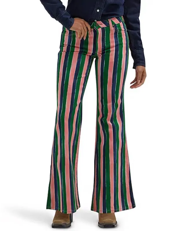 Wanderer High Rise Flare Jeans - Painterly Stripe sold by ban.do