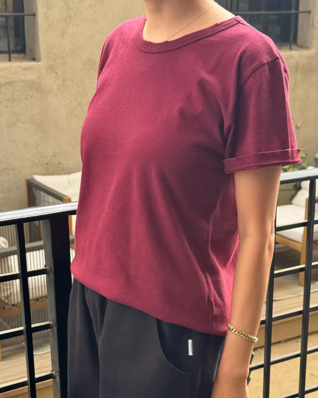 Organic Cotton Vintage Boy Tee - Burgundy sold by ban.do product image thumbnail 2