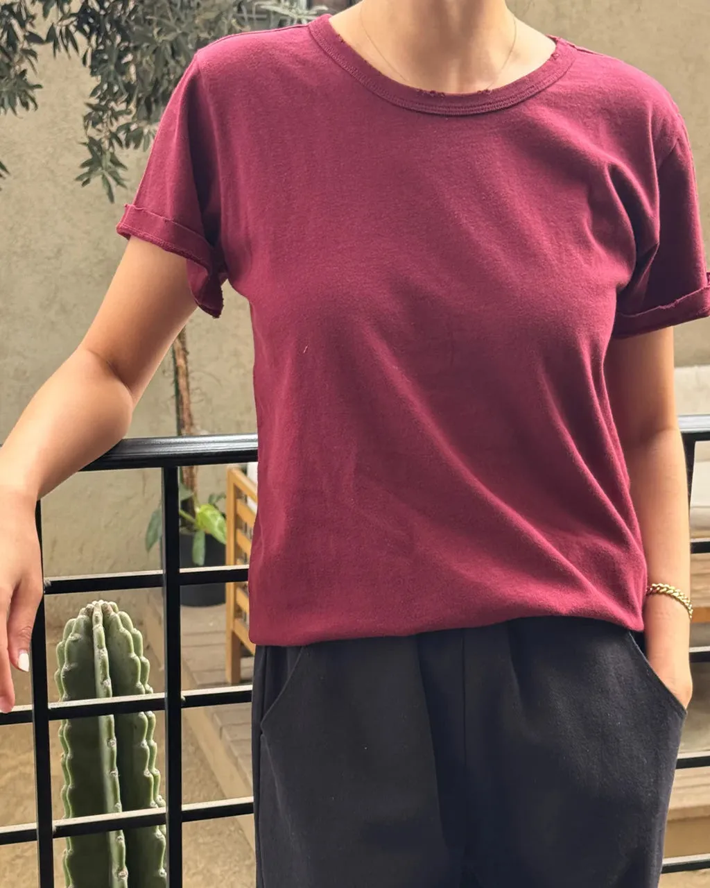 Organic Cotton Vintage Boy Tee - Burgundy sold by ban.do