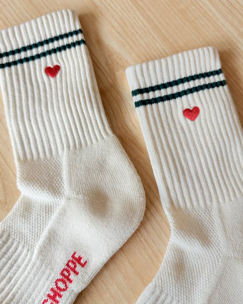 Embroidered Boyfriend Socks - Parchment + Heart sold by ban.do product image thumbnail 2