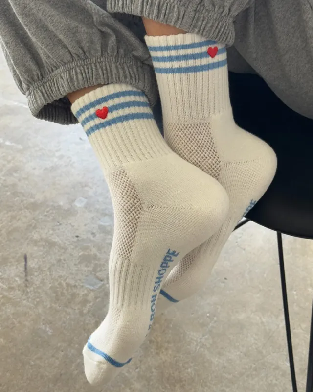 Embroidered Girlfriend Socks - Ivory + Heart sold by ban.do