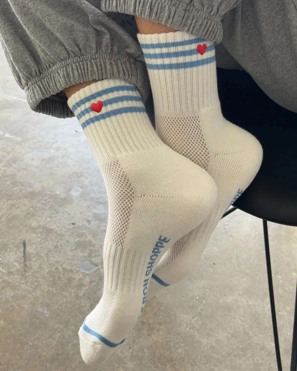 Embroidered Girlfriend Socks - Ivory + Heart sold by ban.do