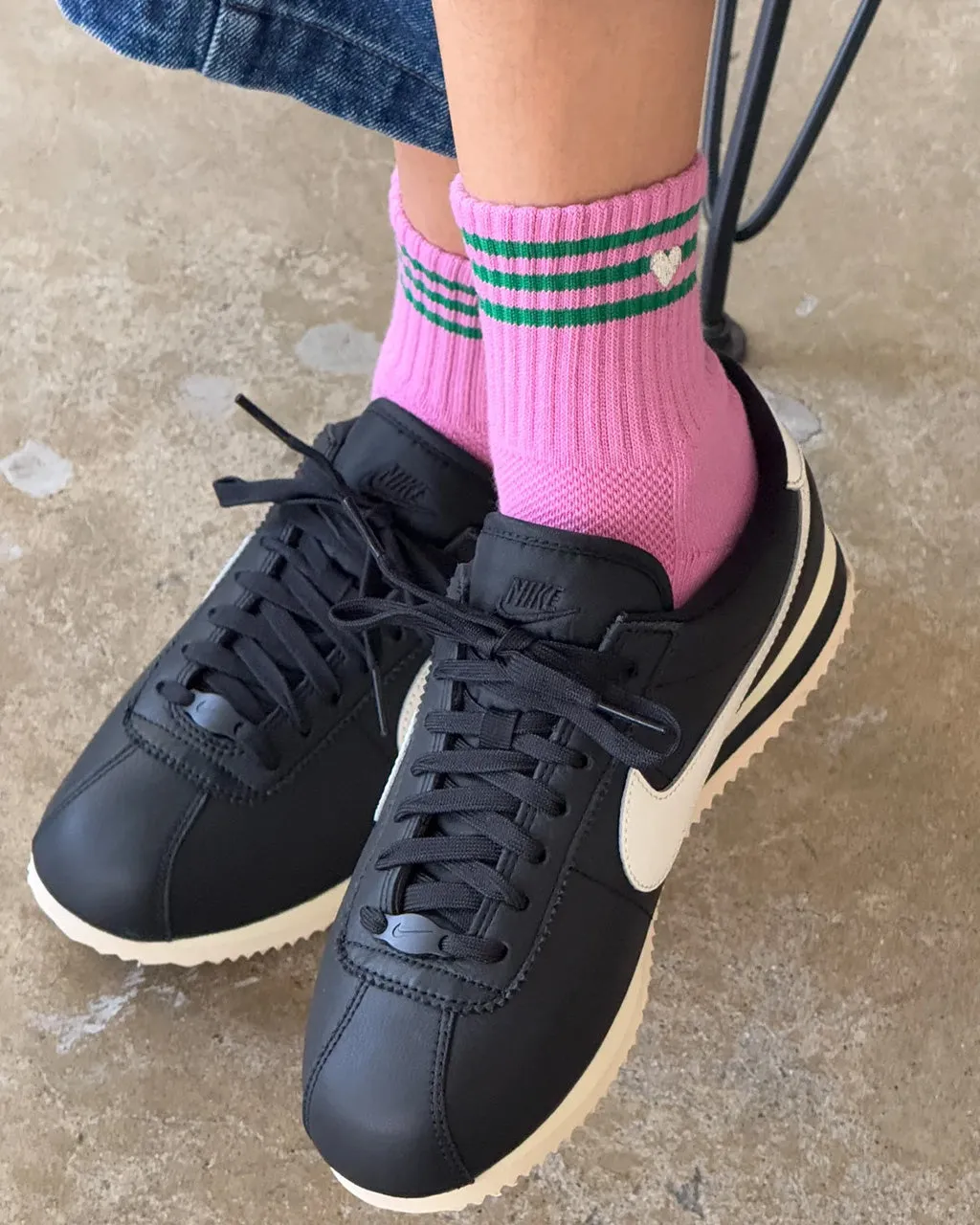 Embroidered Girlfriend Socks - Rose Pink + Heart sold by ban.do