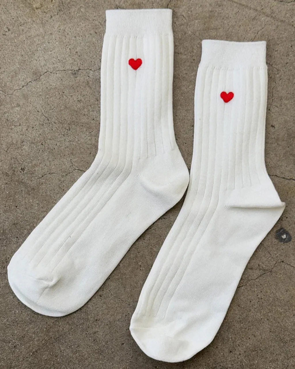 Embroidered Her Socks - Classic White + Heart sold by ban.do product image thumbnail 2