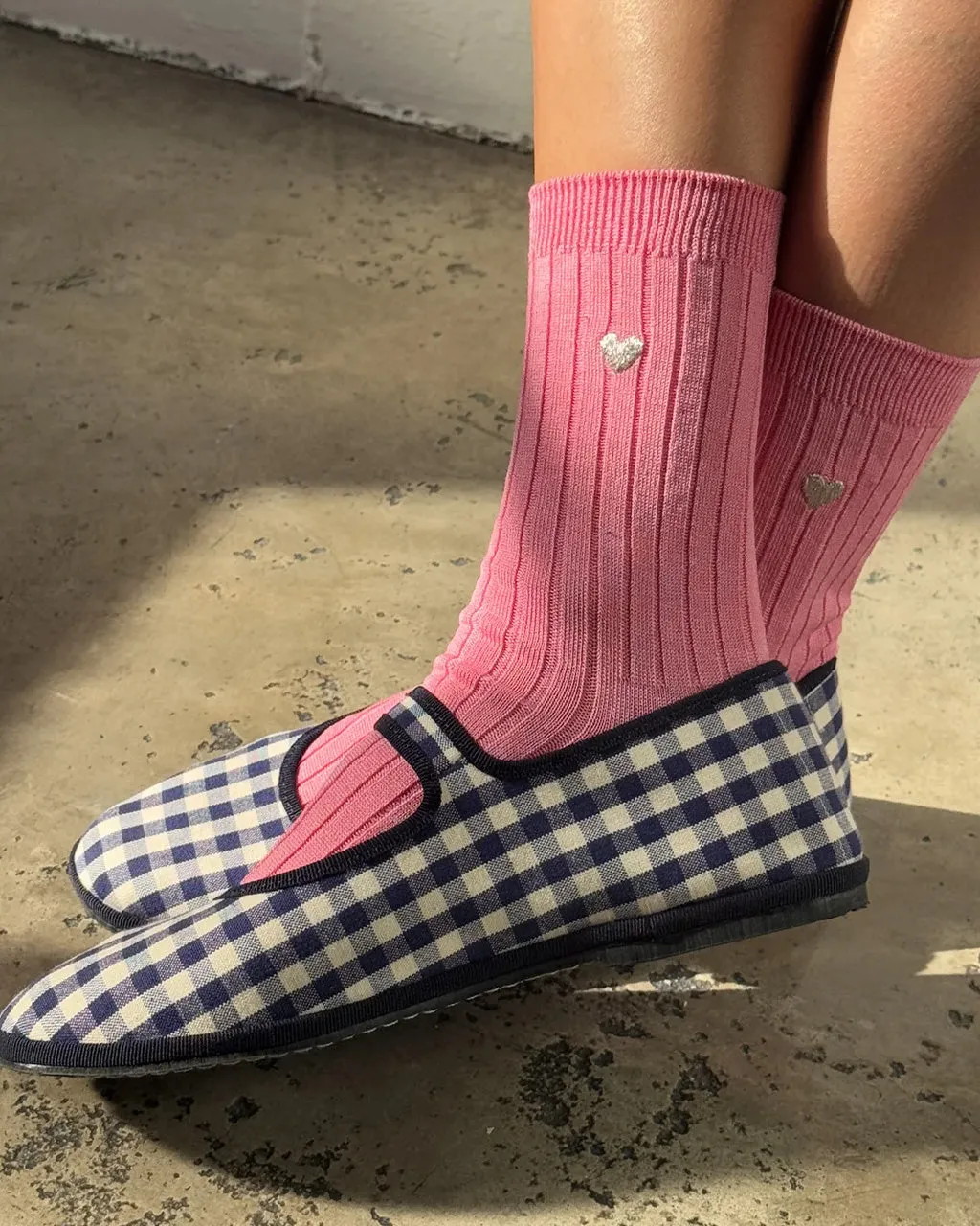 Embroidered Her Socks - Pink Water + Heart sold by ban.do