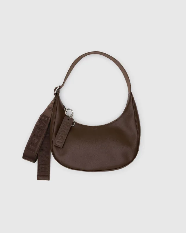 Small Recycled Leather Crescent Bag - Brown sold by ban.do