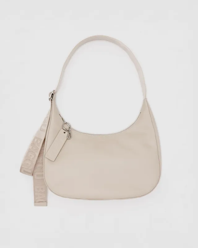 Medium Recycled Leather Crescent Bag - Stone sold by ban.do