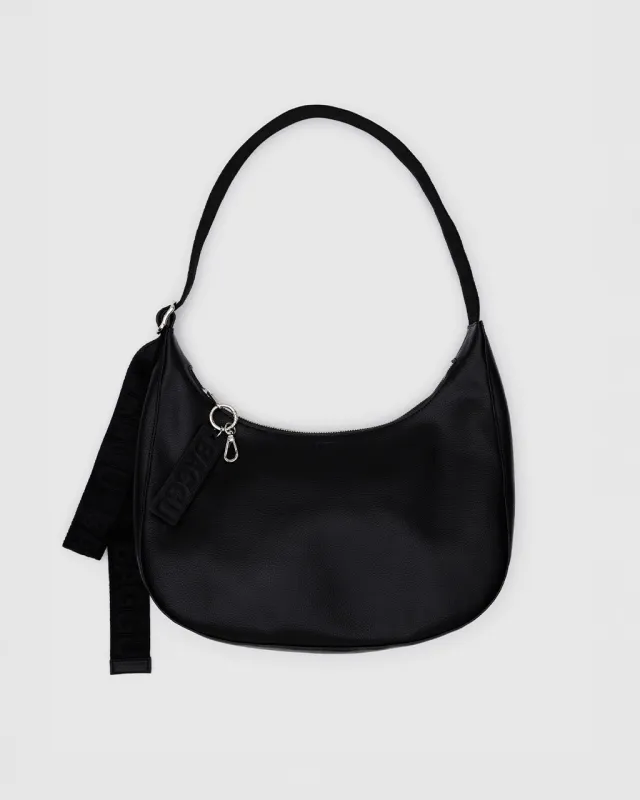 Medium Recycled Leather Crescent Bag - Black sold by ban.do