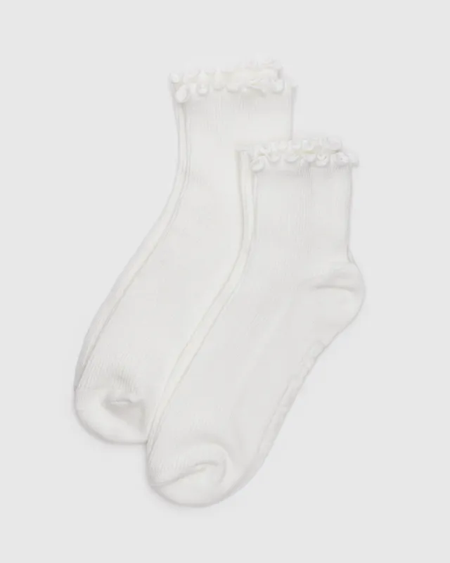 Lettuce Edge Sock Set Of 2 - White sold by ban.do