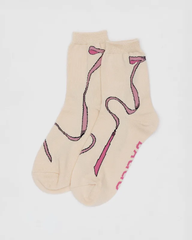 Crew Socks - Pink Bow sold by ban.do