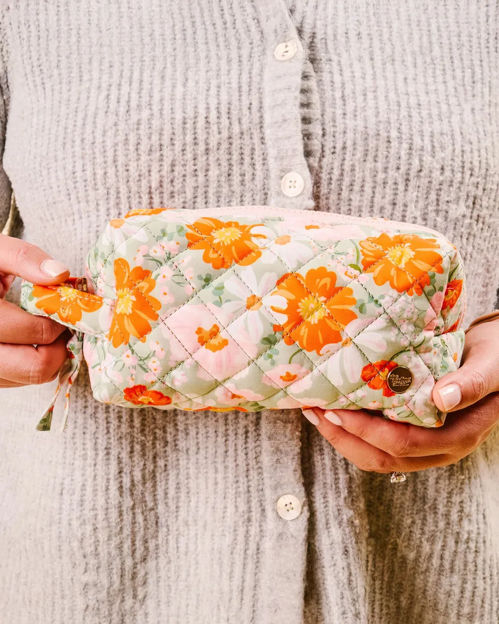 Essentials Quilted Cosmetic Pouch - Bouquet Beauty Sage sold by ban.do product image thumbnail 2