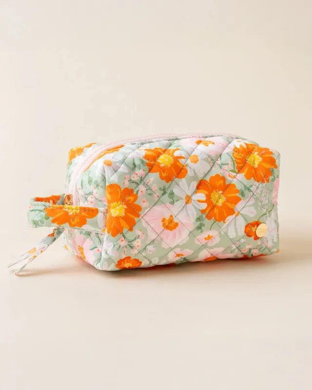 Essentials Quilted Cosmetic Pouch - Bouquet Beauty Sage sold by ban.do