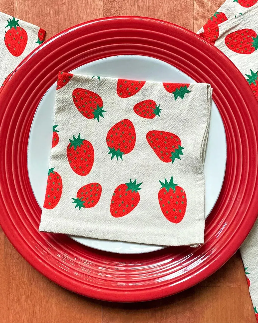 Natural Cotton Cloth Napkins - Red Strawberries sold by ban.do product image thumbnail 5