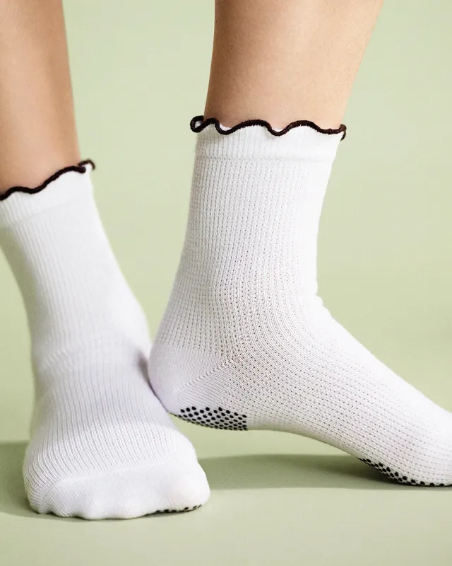 Thermal Ruffle Sporty Grip Crew Socks sold by ban.do