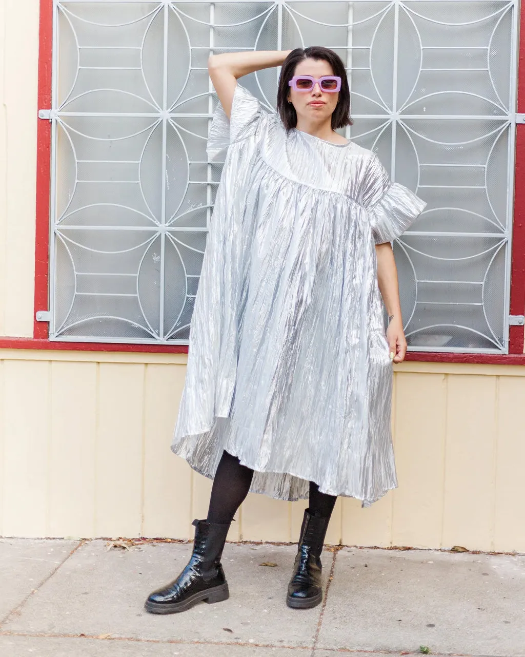Silver Metallic Mushroom Dress sold by ban.do