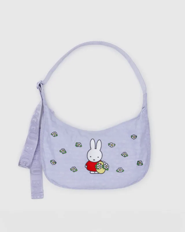 Medium Nylon Crescent Bag w/ Key Leash - Embroidered Miffy sold by ban.do