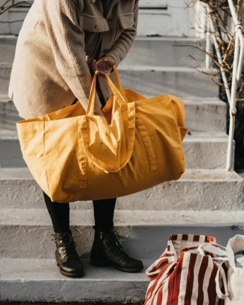 Large Cloth Crate Tote Bag - Yellow sold by ban.do