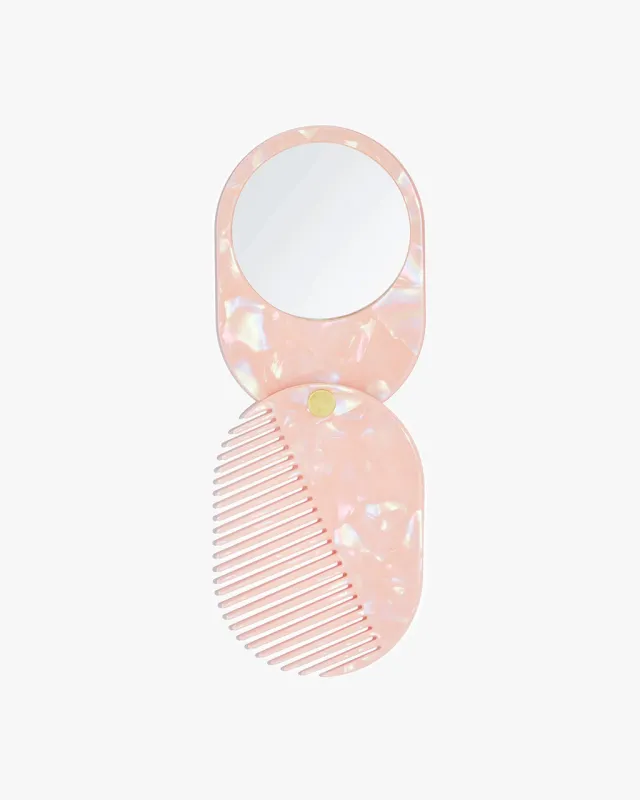 2-in-1 Pocket Comb Mirror - Rose Prism sold by ban.do