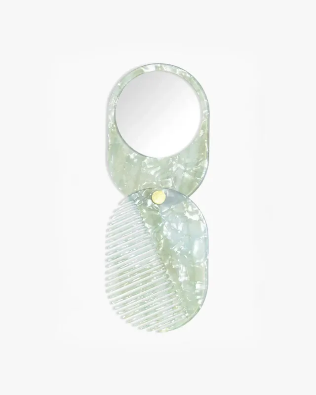 2-in-1 Pocket Comb Mirror - Sea Glass sold by ban.do
