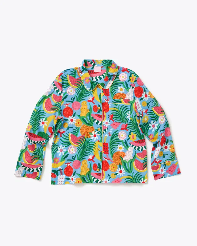 Long Sleeve Leisure Shirt - Blue Tutti Frutti sold by ban.do