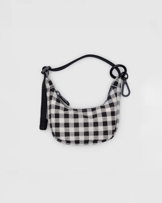 Crescent Bag Charm - Black & White Gingham sold by ban.do